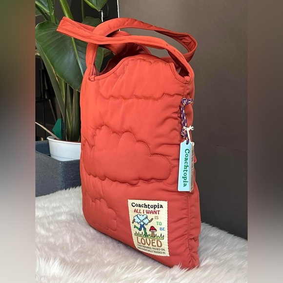 Coach Dark Orange Quilted Tote Bag - Picture 8 of 15